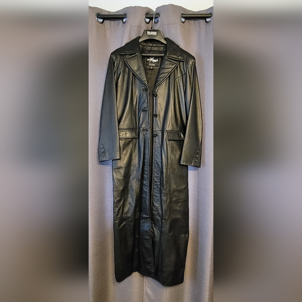 Black Leather Trench Coat